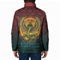 Egyptian Wadjet Winged Cobra Padded Jacket with Eye of Horus in Fiery Royal Protector Theme