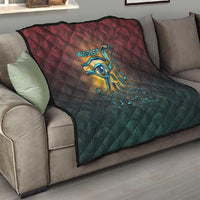 Egyptian Wadjet Winged Cobra Quilt with Eye of Horus in Fiery Royal Protector Theme