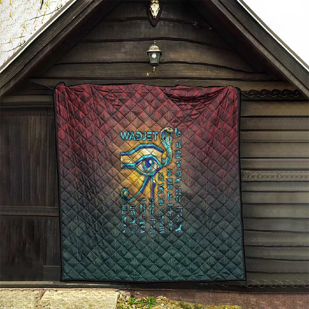 Egyptian Wadjet Winged Cobra Quilt with Eye of Horus in Fiery Royal Protector Theme