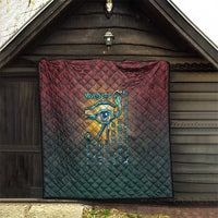 Egyptian Wadjet Winged Cobra Quilt with Eye of Horus in Fiery Royal Protector Theme