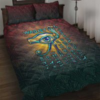 Egyptian Wadjet Winged Cobra Quilt Bed Set with Eye of Horus in Fiery Royal Protector Theme