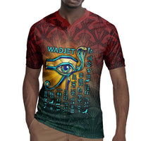 Egyptian Wadjet Winged Cobra Rugby Jersey with Eye of Horus in Fiery Royal Protector Theme