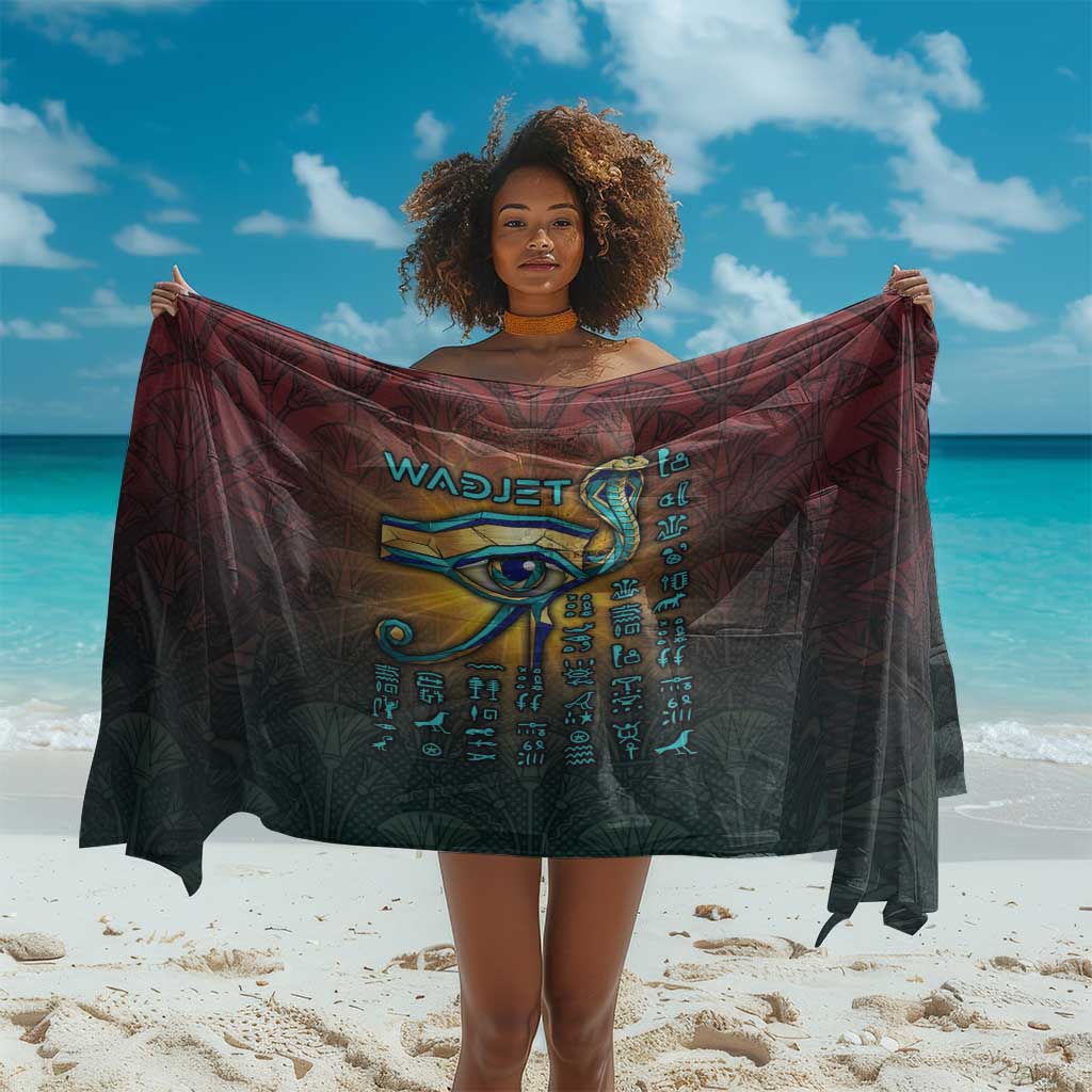 Egyptian Wadjet Winged Cobra Sarong with Eye of Horus in Fiery Royal Protector Theme