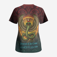 Egyptian Wadjet Winged Cobra Scrub Top with Eye of Horus in Fiery Royal Protector Theme