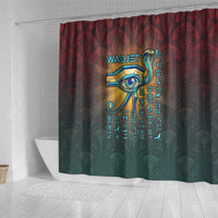Egyptian Wadjet Winged Cobra Shower Curtain with Eye of Horus in Fiery Royal Protector Theme