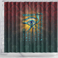 Egyptian Wadjet Winged Cobra Shower Curtain with Eye of Horus in Fiery Royal Protector Theme