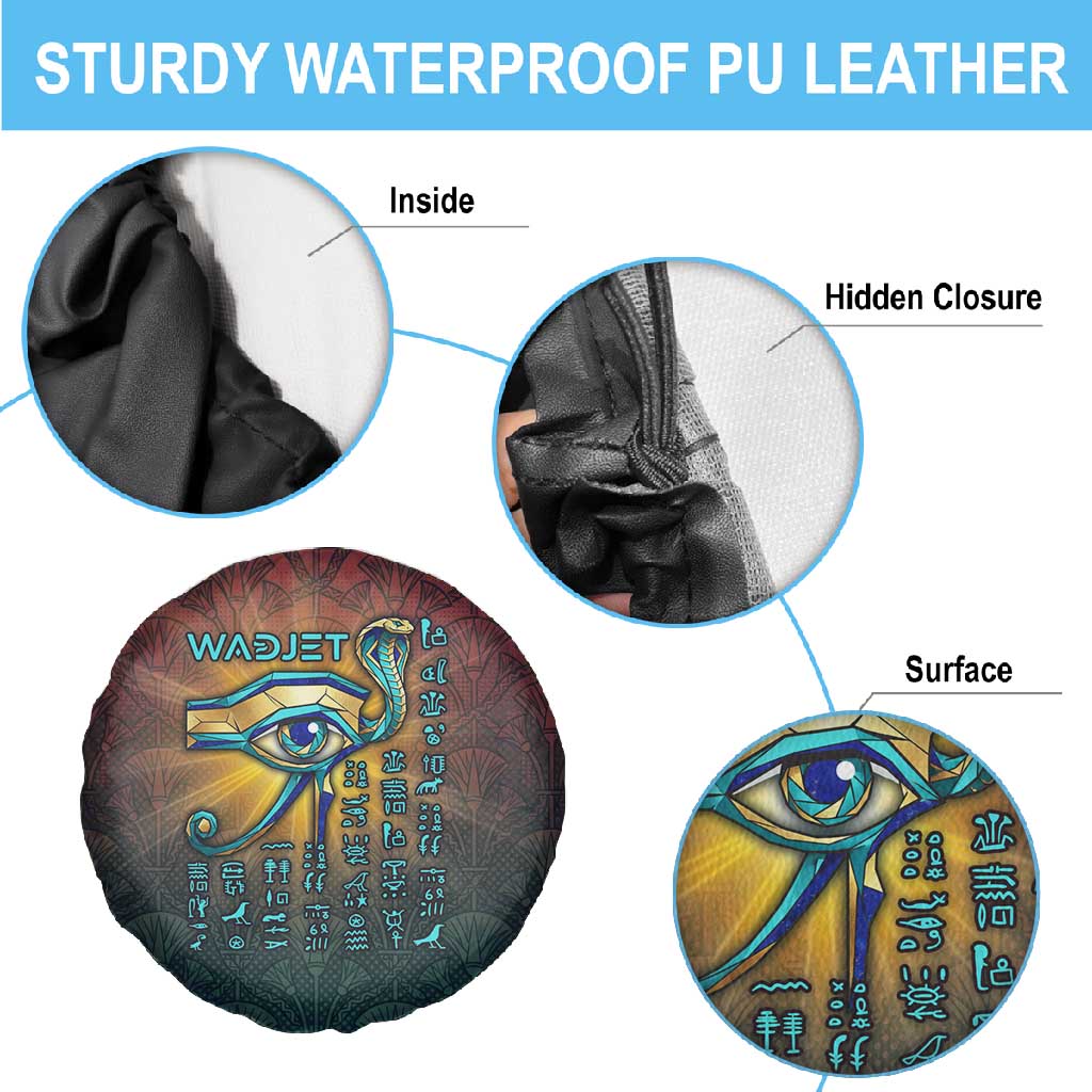 Egyptian Wadjet Winged Cobra Spare Tire Cover with Eye of Horus in Fiery Royal Protector Theme