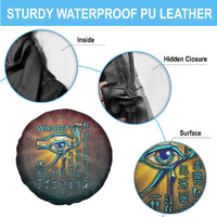 Egyptian Wadjet Winged Cobra Spare Tire Cover with Eye of Horus in Fiery Royal Protector Theme