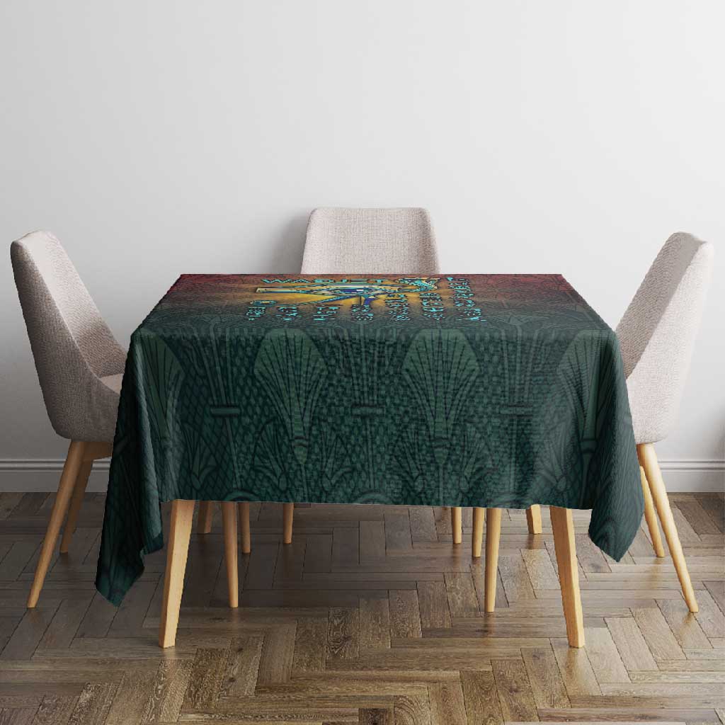 Egyptian Wadjet Winged Cobra Tablecloth with Eye of Horus in Fiery Royal Protector Theme