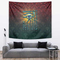 Egyptian Wadjet Winged Cobra Tapestry with Eye of Horus in Fiery Royal Protector Theme