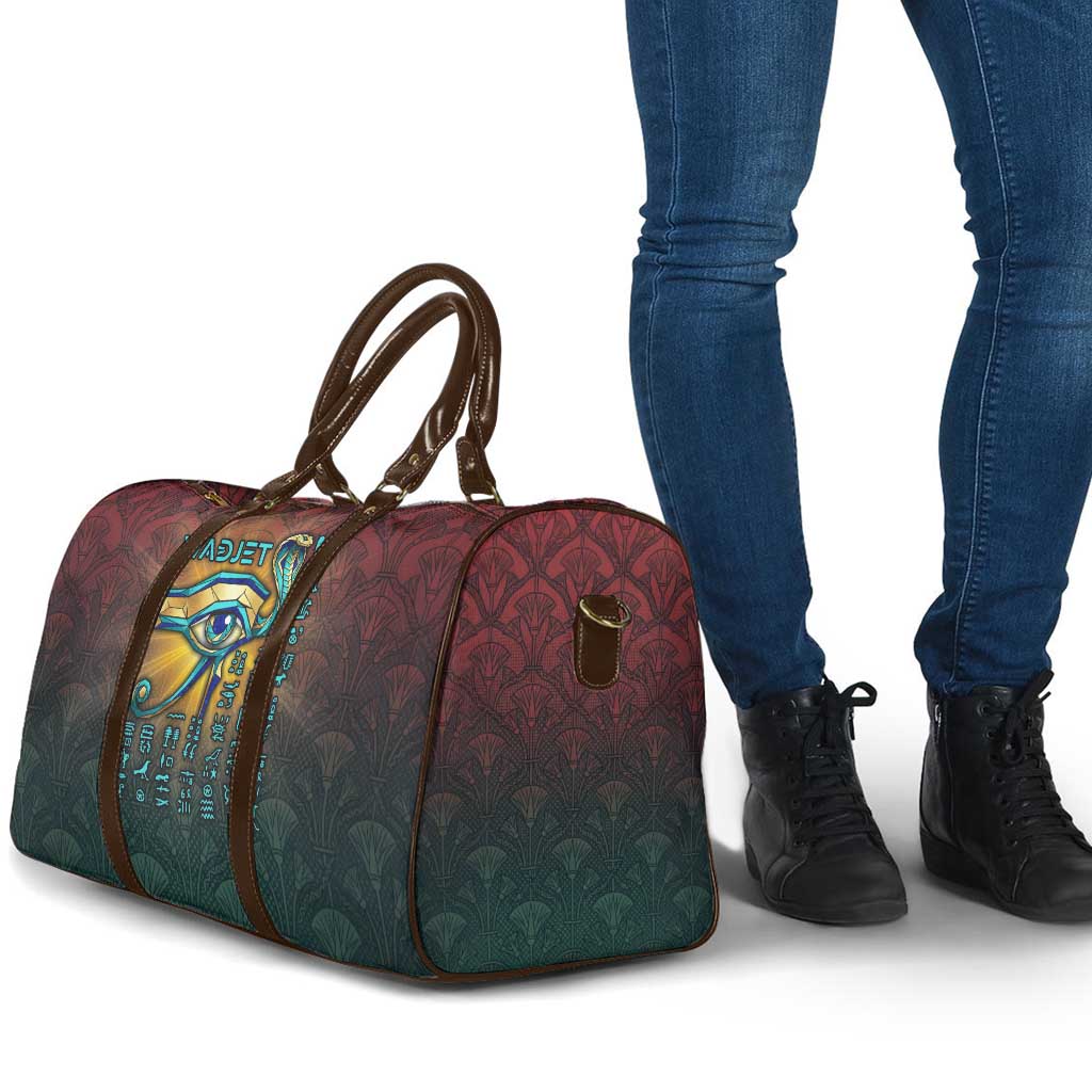 Egyptian Wadjet Winged Cobra Travel Bag with Eye of Horus in Fiery Royal Protector Theme