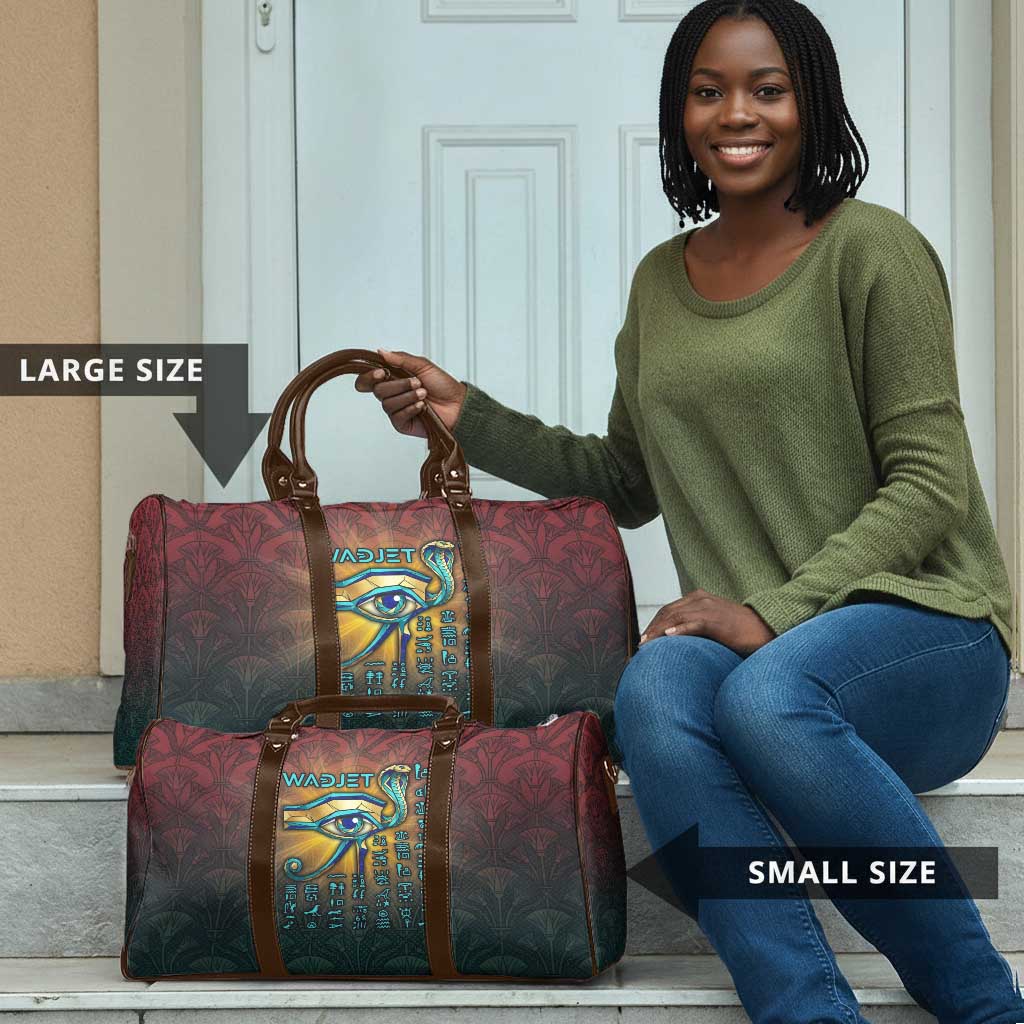 Egyptian Wadjet Winged Cobra Travel Bag with Eye of Horus in Fiery Royal Protector Theme