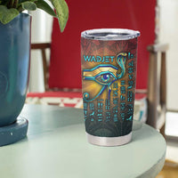 Egyptian Wadjet Winged Cobra Tumbler Cup with Eye of Horus in Fiery Royal Protector Theme