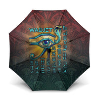 Egyptian Wadjet Winged Cobra Umbrella with Eye of Horus in Fiery Royal Protector Theme