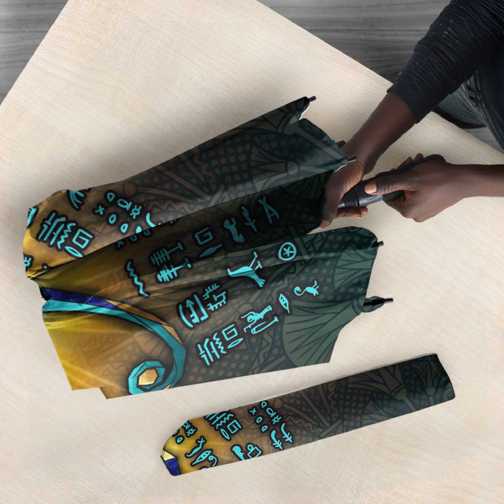 Egyptian Wadjet Winged Cobra Umbrella with Eye of Horus in Fiery Royal Protector Theme