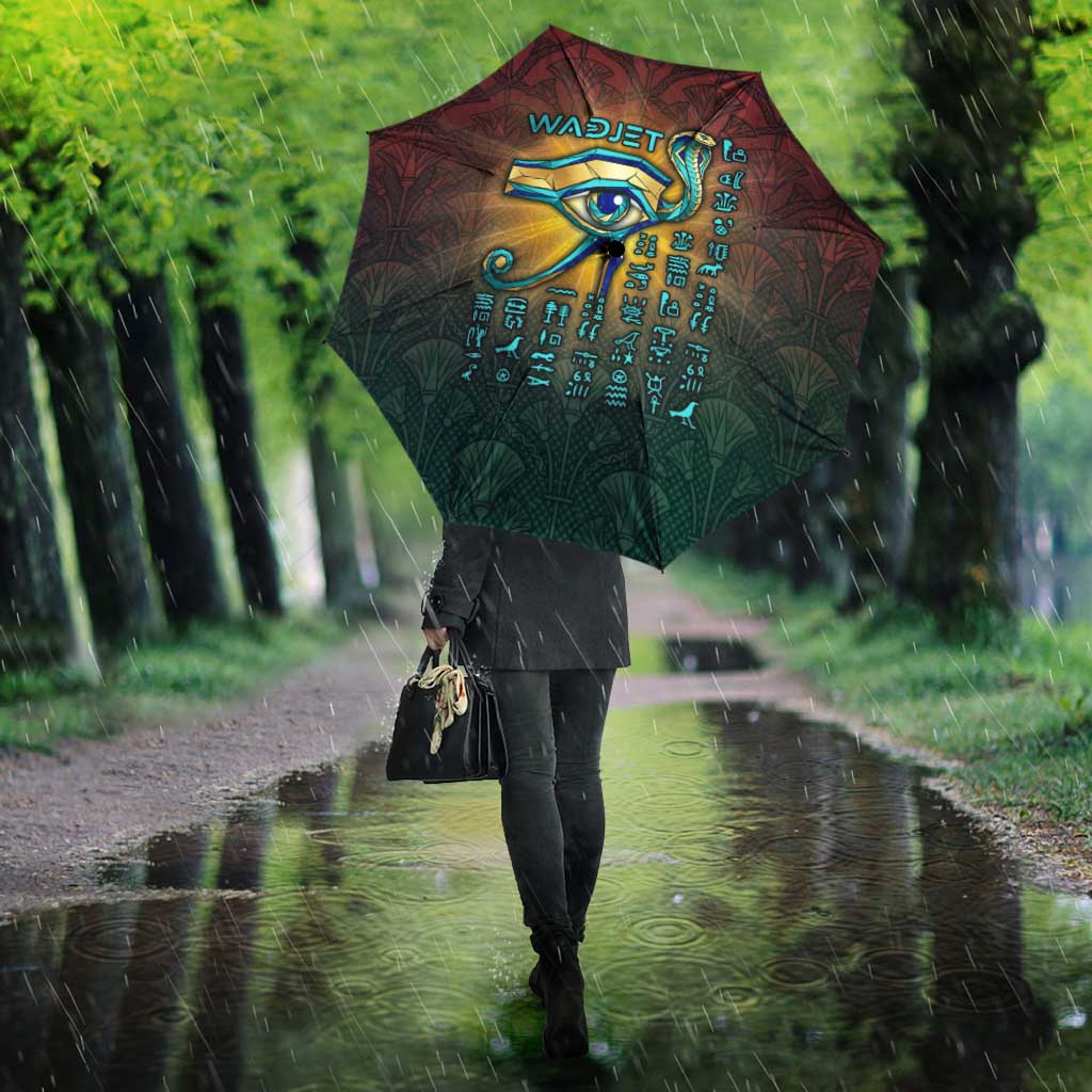 Egyptian Wadjet Winged Cobra Umbrella with Eye of Horus in Fiery Royal Protector Theme