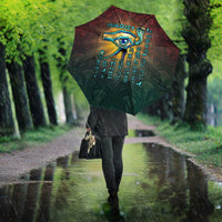 Egyptian Wadjet Winged Cobra Umbrella with Eye of Horus in Fiery Royal Protector Theme