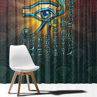 Egyptian Wadjet Winged Cobra Window Curtain with Eye of Horus in Fiery Royal Protector Theme