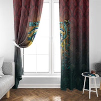 Egyptian Wadjet Winged Cobra Window Curtain with Eye of Horus in Fiery Royal Protector Theme