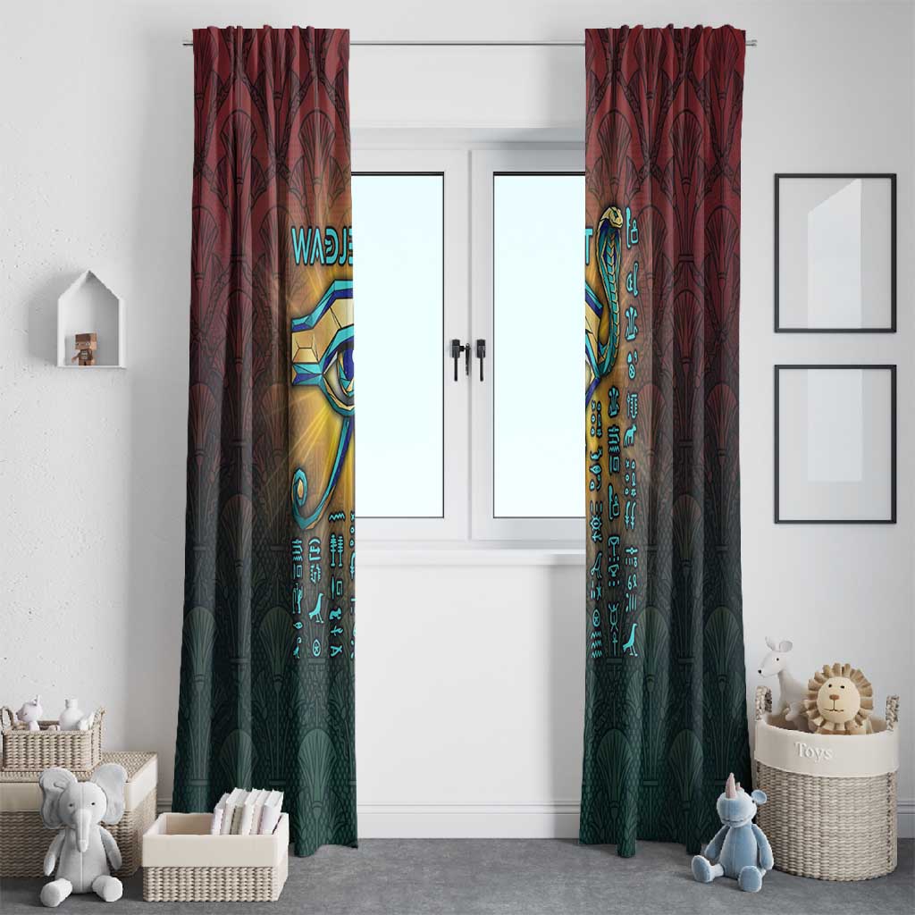 Egyptian Wadjet Winged Cobra Window Curtain with Eye of Horus in Fiery Royal Protector Theme