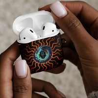 Wadjet Fiery Serpent AirPods Case Egyptian Ankh Symbol in Dark Flame Protector Theme