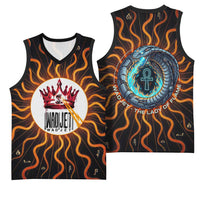 Wadjet Fiery Serpent Basketball Jersey Egyptian Ankh Symbol in Dark Flame Protector Theme