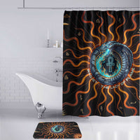 Wadjet Fiery Serpent Bathroom Set Egyptian Ankh Symbol in Dark Flame Protector Theme