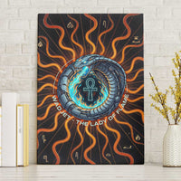 Wadjet Fiery Serpent Canvas Wall Art Egyptian Ankh Symbol in Dark Flame Protector Theme