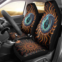 Wadjet Fiery Serpent Car Seat Cover Egyptian Ankh Symbol in Dark Flame Protector Theme