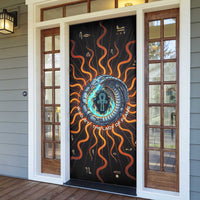 Wadjet Fiery Serpent Door Cover Egyptian Ankh Symbol in Dark Flame Protector Theme