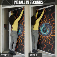 Wadjet Fiery Serpent Door Cover Egyptian Ankh Symbol in Dark Flame Protector Theme
