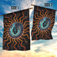 Wadjet Fiery Serpent Garden Flag Egyptian Ankh Symbol in Dark Flame Protector Theme