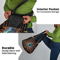 Wadjet Fiery Serpent Grocery Bag Egyptian Ankh Symbol in Dark Flame Protector Theme