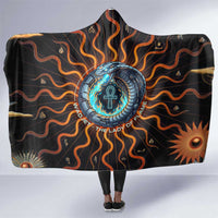 Wadjet Fiery Serpent Hooded Blanket Egyptian Ankh Symbol in Dark Flame Protector Theme