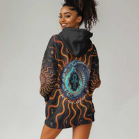 Wadjet Fiery Serpent Hoodie Dress Egyptian Ankh Symbol in Dark Flame Protector Theme