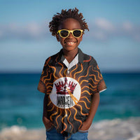 Wadjet Fiery Serpent Kid Hawaiian Shirt Egyptian Ankh Symbol in Dark Flame Protector Theme