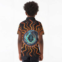 Wadjet Fiery Serpent Kid Polo Shirt Egyptian Ankh Symbol in Dark Flame Protector Theme