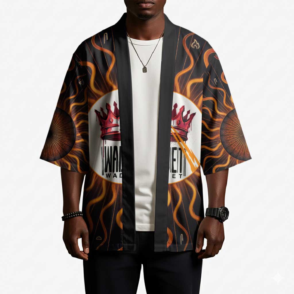 Wadjet Fiery Serpent Kimono Egyptian Ankh Symbol in Dark Flame Protector Theme