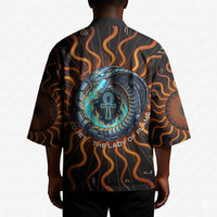Wadjet Fiery Serpent Kimono Egyptian Ankh Symbol in Dark Flame Protector Theme