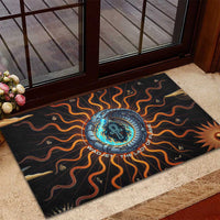 Wadjet Fiery Serpent Rubber Doormat Egyptian Ankh Symbol in Dark Flame Protector Theme