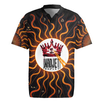 Wadjet Fiery Serpent Rugby Jersey Egyptian Ankh Symbol in Dark Flame Protector Theme
