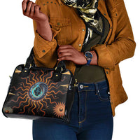 Wadjet Fiery Serpent Shoulder Handbag Egyptian Ankh Symbol in Dark Flame Protector Theme
