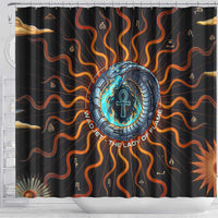 Wadjet Fiery Serpent Shower Curtain Egyptian Ankh Symbol in Dark Flame Protector Theme