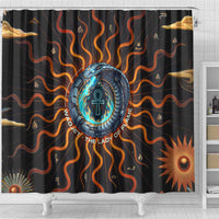 Wadjet Fiery Serpent Shower Curtain Egyptian Ankh Symbol in Dark Flame Protector Theme