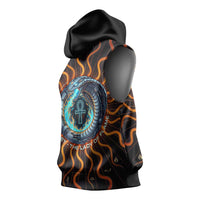 Wadjet Fiery Serpent Sleeveless Hoodie Egyptian Ankh Symbol in Dark Flame Protector Theme