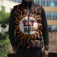 Wadjet Fiery Serpent Sleeveless Puffer Jacket Egyptian Ankh Symbol in Dark Flame Protector Theme