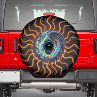Wadjet Fiery Serpent Spare Tire Cover Egyptian Ankh Symbol in Dark Flame Protector Theme