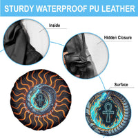 Wadjet Fiery Serpent Spare Tire Cover Egyptian Ankh Symbol in Dark Flame Protector Theme
