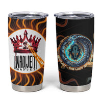 Wadjet Fiery Serpent Tumbler Cup Egyptian Ankh Symbol in Dark Flame Protector Theme