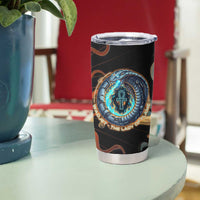 Wadjet Fiery Serpent Tumbler Cup Egyptian Ankh Symbol in Dark Flame Protector Theme